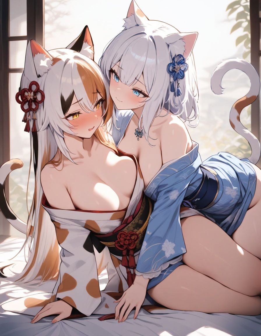 宵猫庵絵巻 〜白猫×三毛猫編〜 - サンプル画像 1