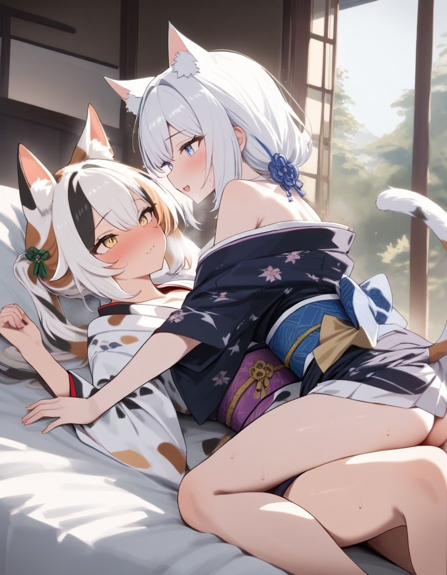 宵猫庵絵巻 〜白猫×三毛猫編〜 - サンプル画像 2