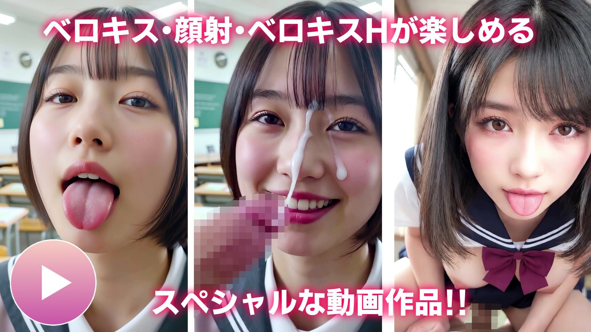 【動画】至福のベロキス中出しエッチ＆顔射！〜女子校生と女教師〜 - サンプル画像 1