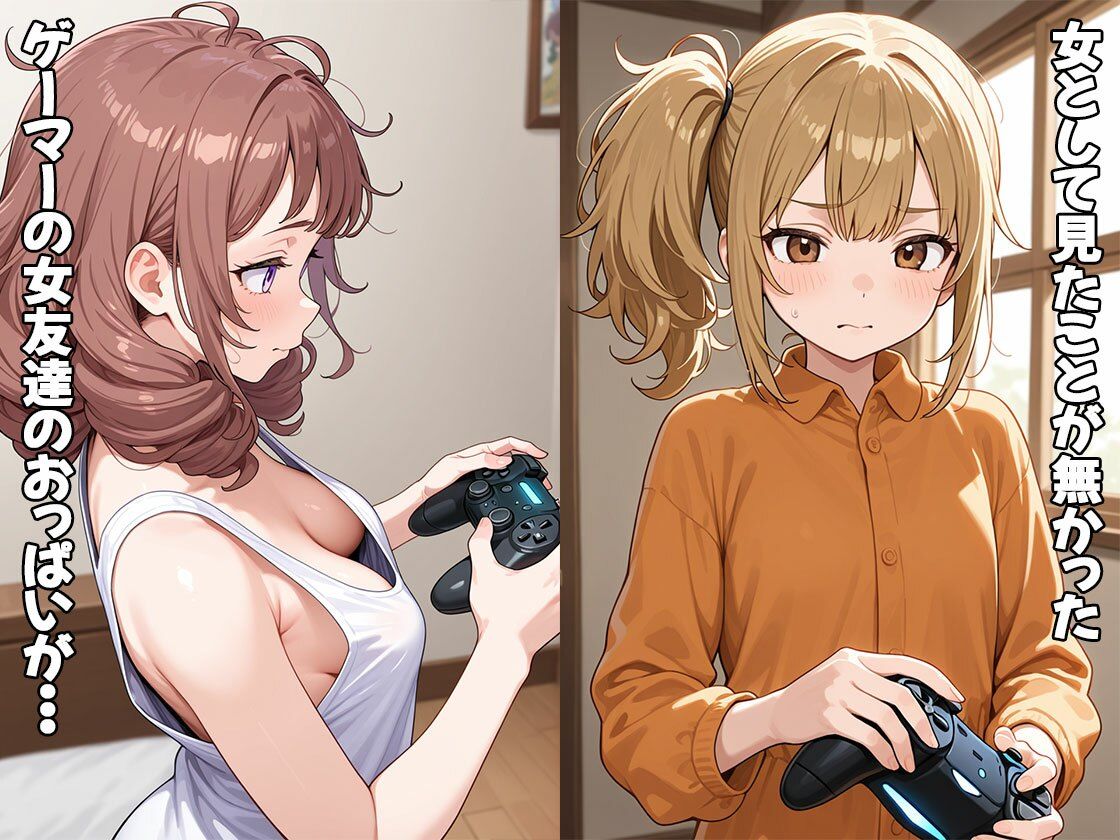 ゲーマーの女友達がおっぱい丸出しだったので揉んだらHに発展した（CG100枚） - サンプル画像 1