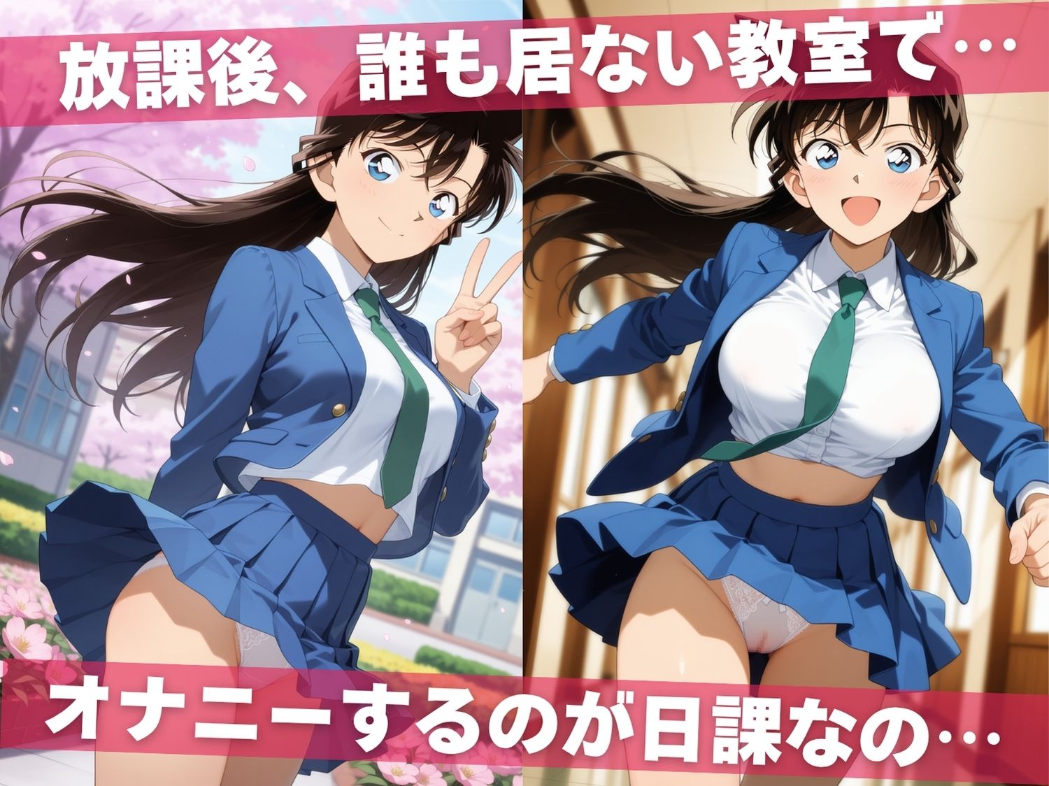 オナニー覗かれ、寝取られて  名探偵コ●ン 〜 学校編 〜 おじさんに暴かれた秘密 - サンプル画像 1