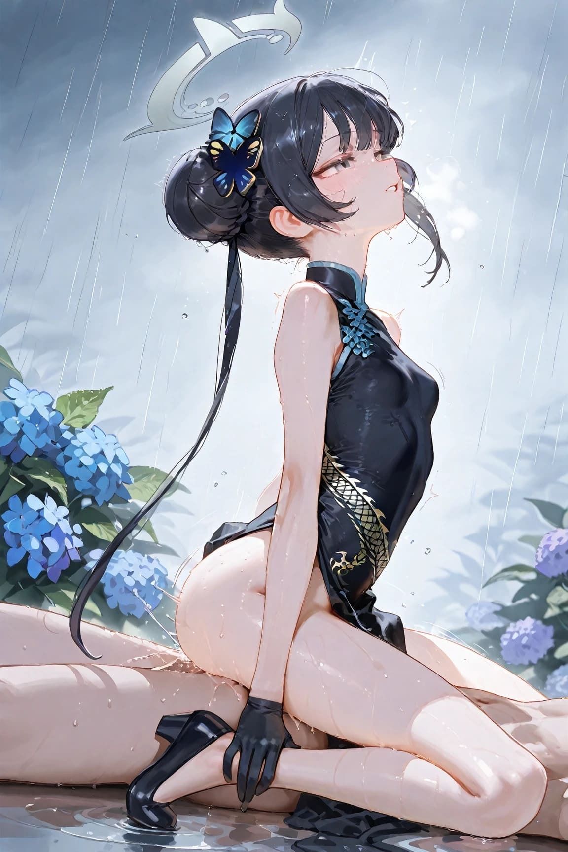 竜〇〇さき「雨に濡れるきさき、紫陽花の下で」 - サンプル画像 5