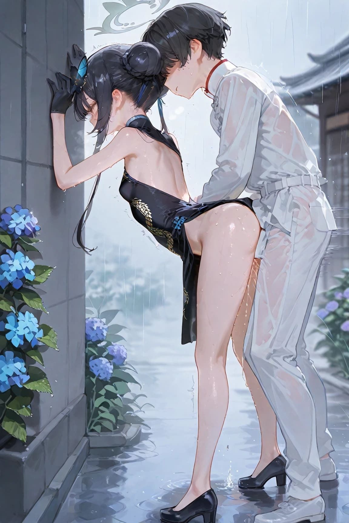 竜〇〇さき「雨に濡れるきさき、紫陽花の下で」 - サンプル画像 6