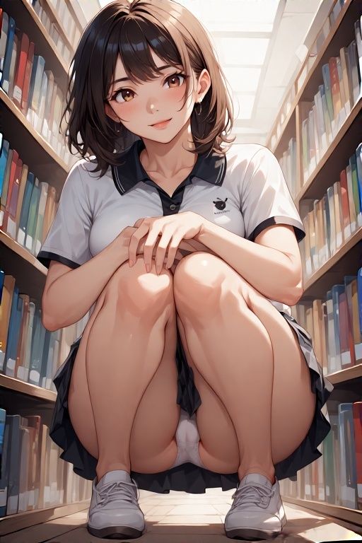 女子大生幼馴染図書館パンチラ画像集 - サンプル画像 3