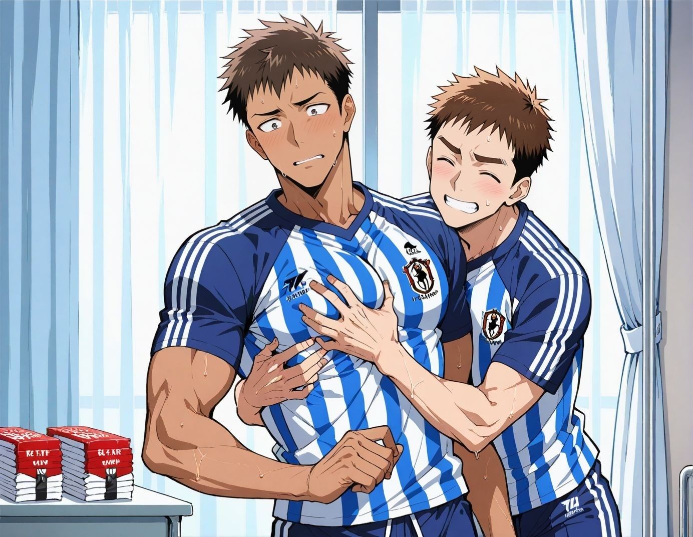 発情サッカー部  保健室で汗だくホモセックス - サンプル画像 3