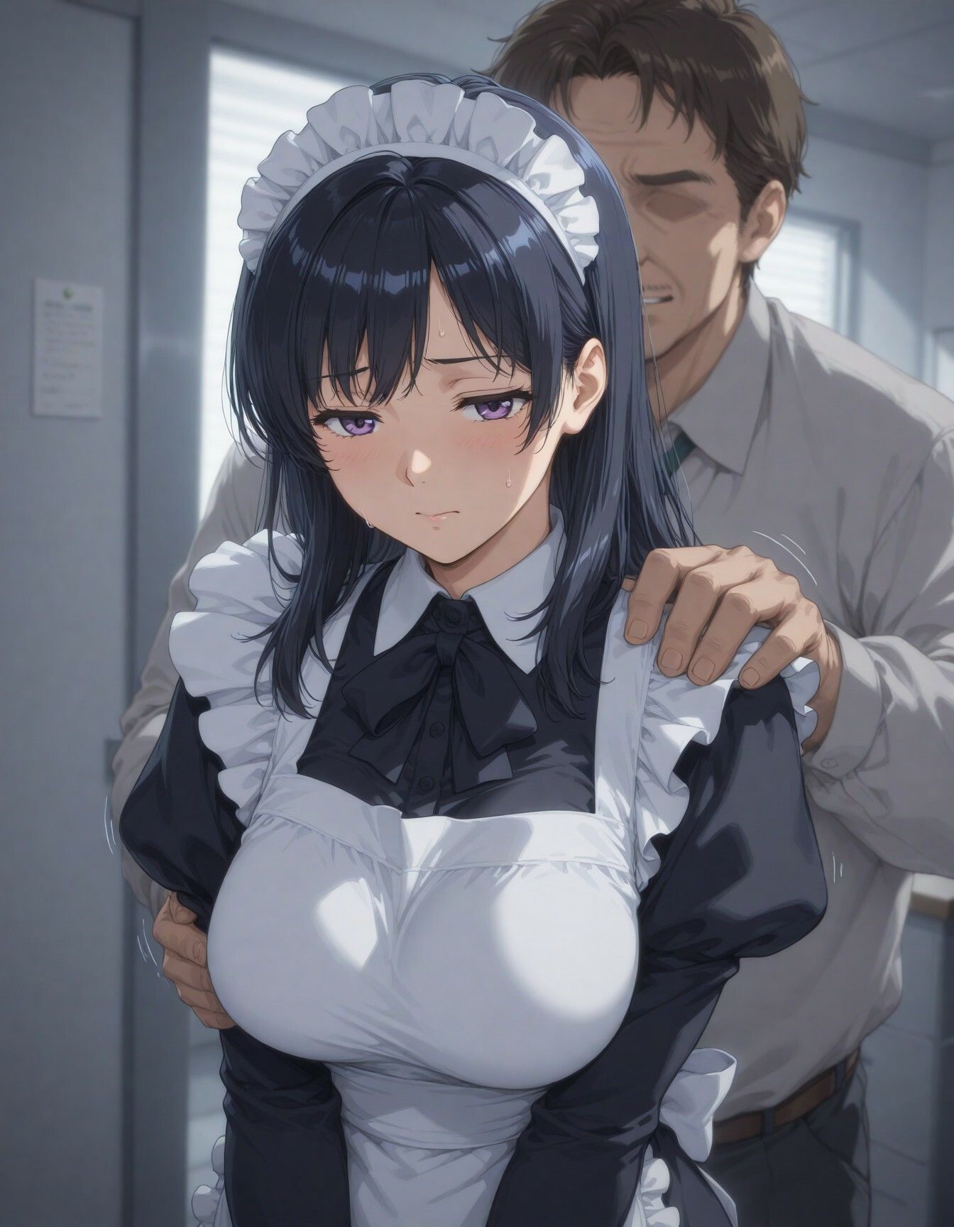 御主人様達に揉みしだかれる清楚系巨乳家政婦 - サンプル画像 1