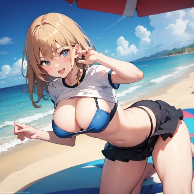 夏だ、ビーチだ、水着だ、おっぱいだ！！（セリフなし  AIイラスト集） - サンプル画像 2