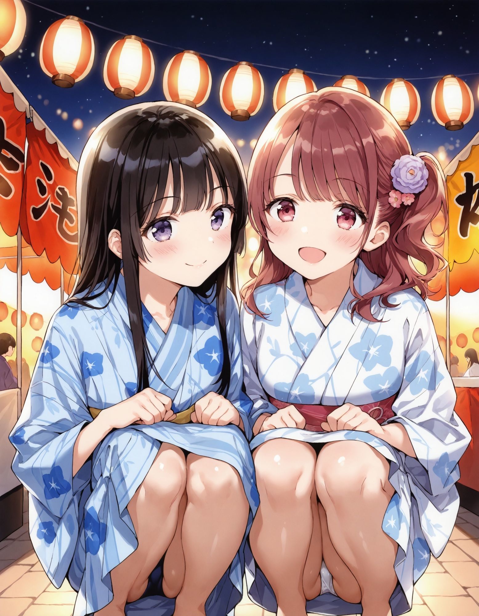 浴衣でしゃがみパンチラ2 - サンプル画像 1