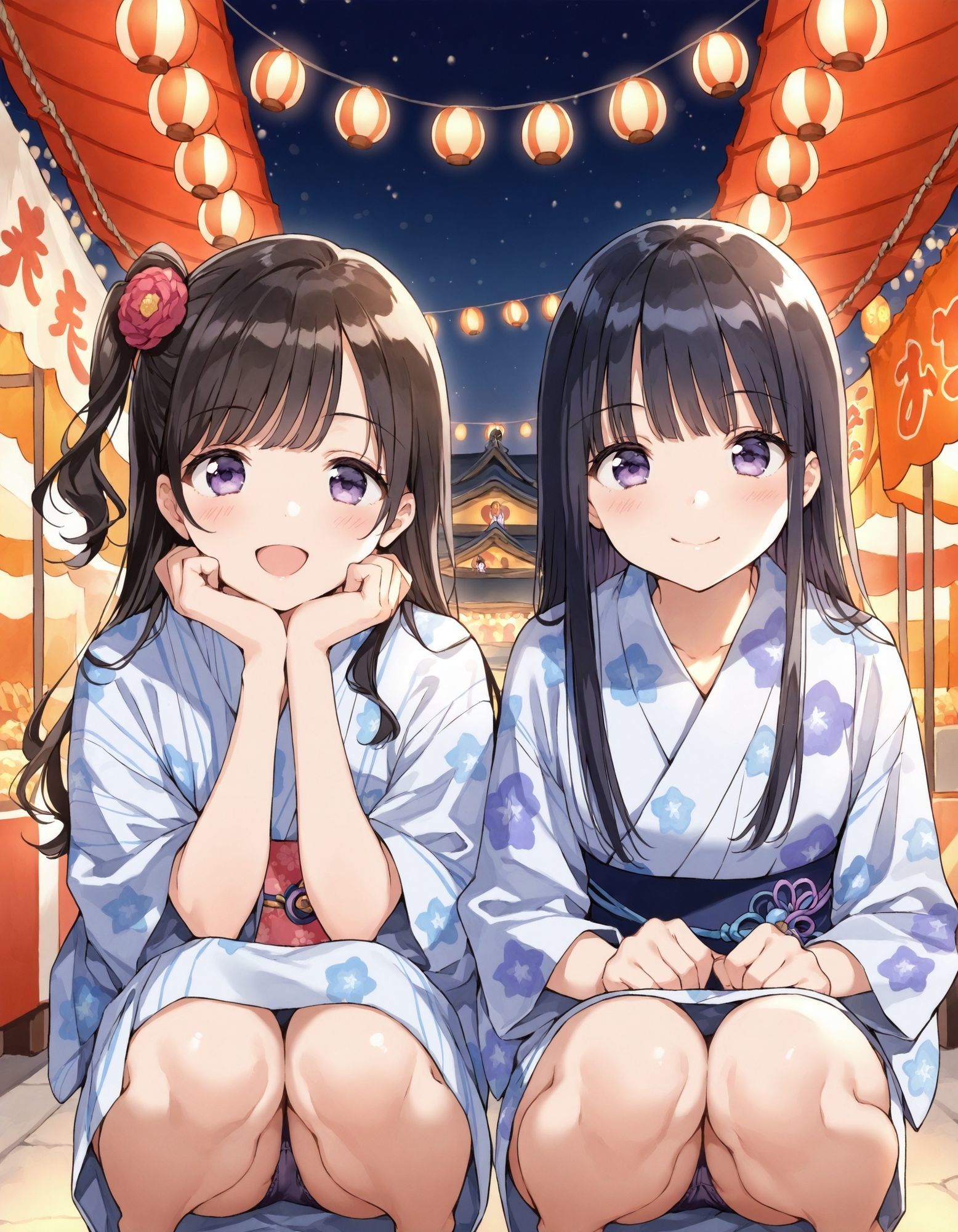 浴衣でしゃがみパンチラ2 - サンプル画像 2