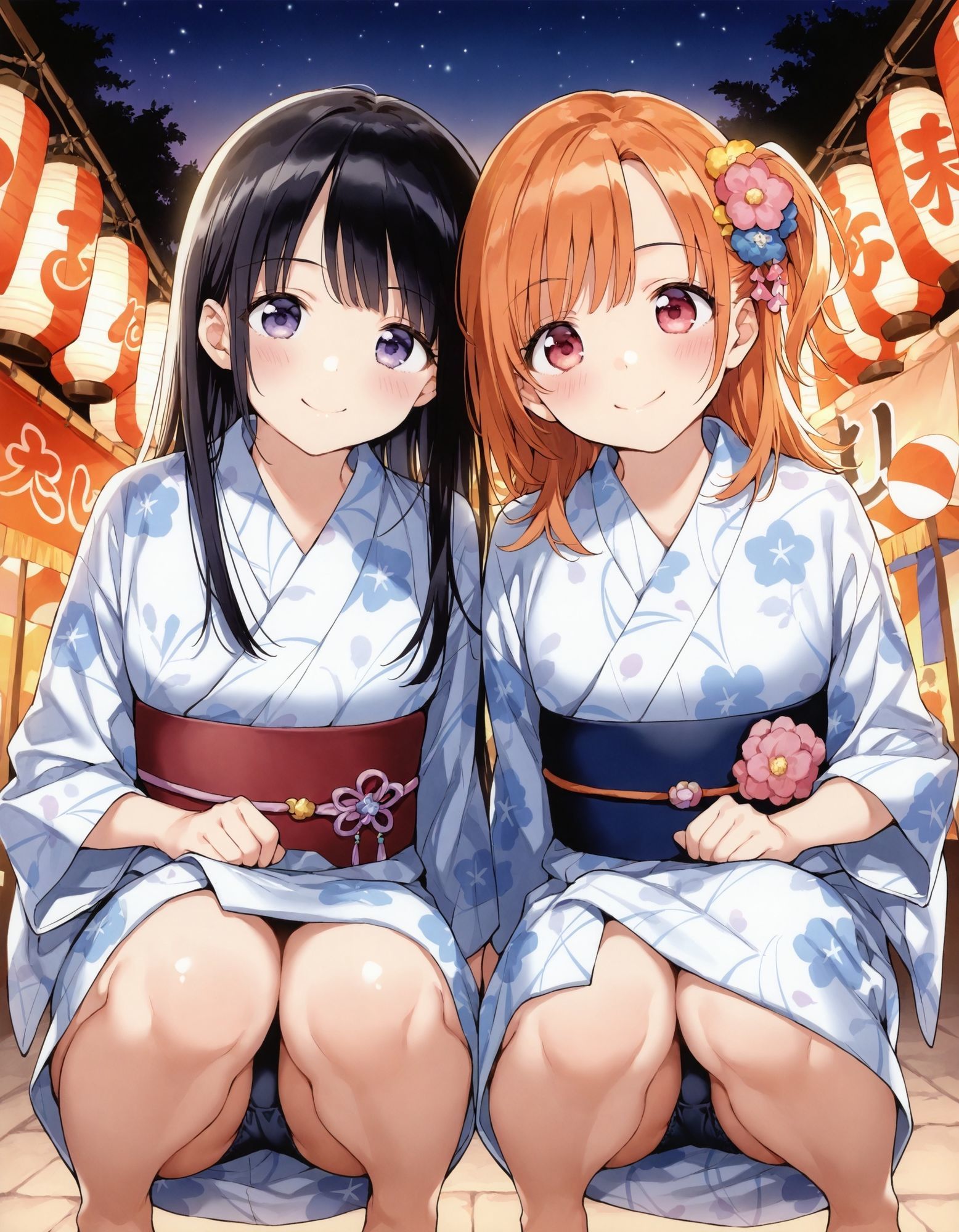 浴衣でしゃがみパンチラ2 - サンプル画像 4