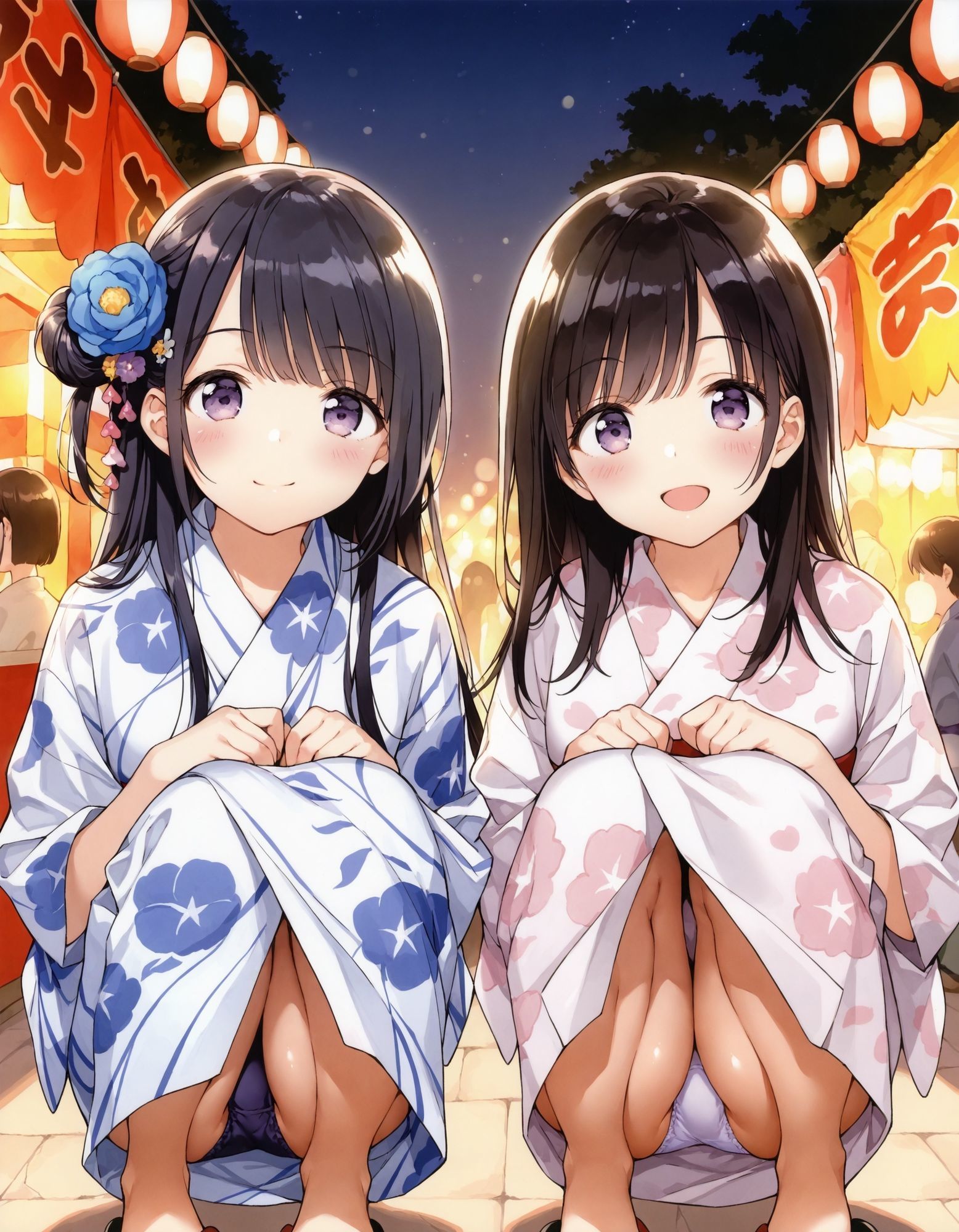 浴衣でしゃがみパンチラ2 - サンプル画像 5