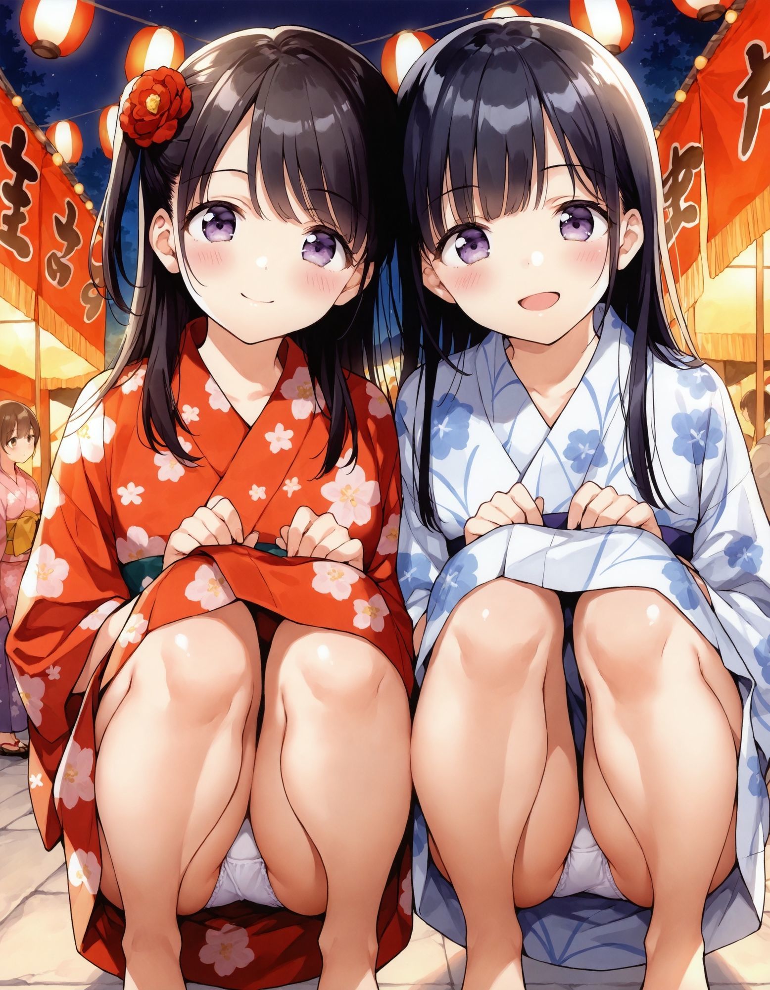 浴衣でしゃがみパンチラ2 - サンプル画像 6