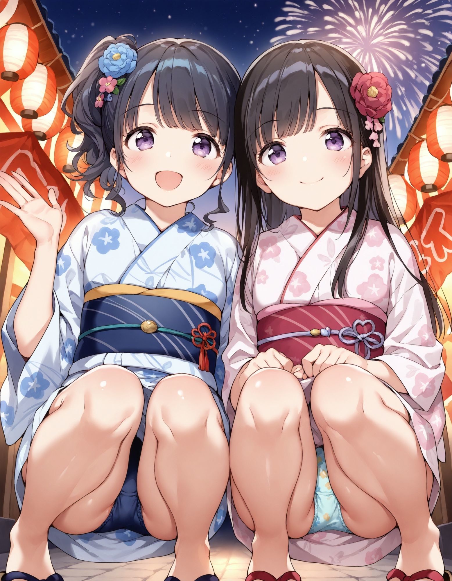 浴衣でしゃがみパンチラ2 - サンプル画像 7