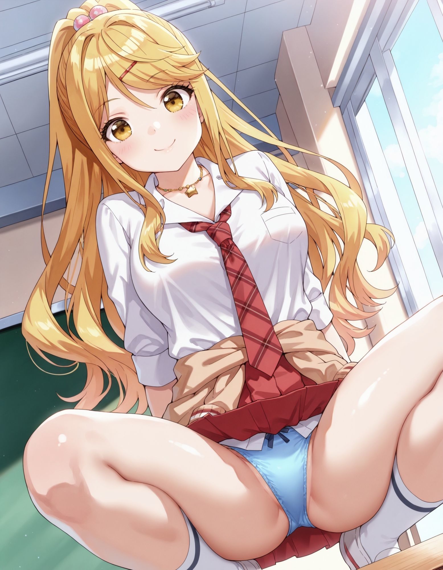 石〇陽鞠のパンチラ〜制服編 - サンプル画像 1