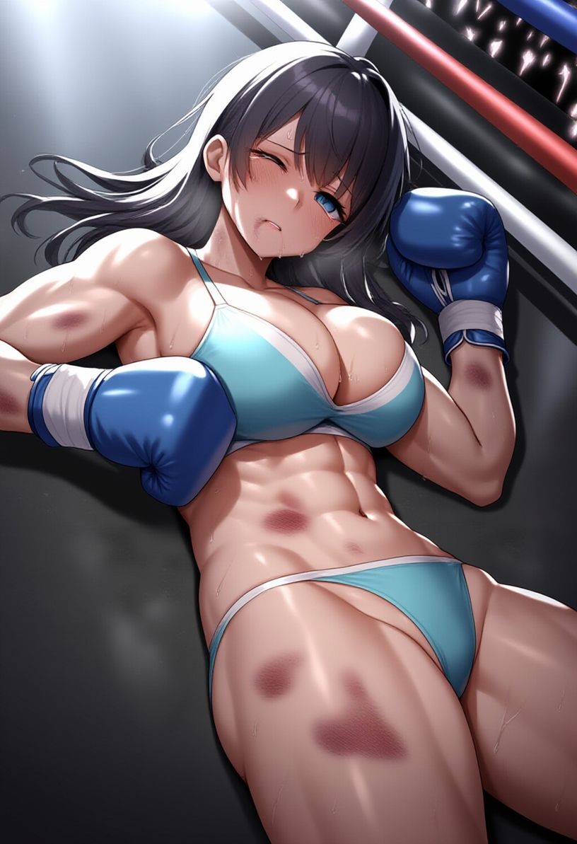 女子ボクシング美少女AIイラストコレクション4 ダウンポーズ編 - サンプル画像 1