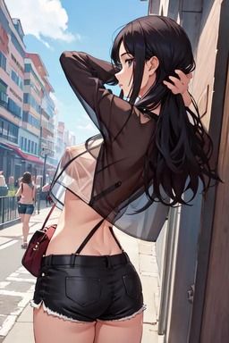 おっぱい丸見え！通りすぎる人の視線を感じながらノーブラ散歩 - サンプル画像 1