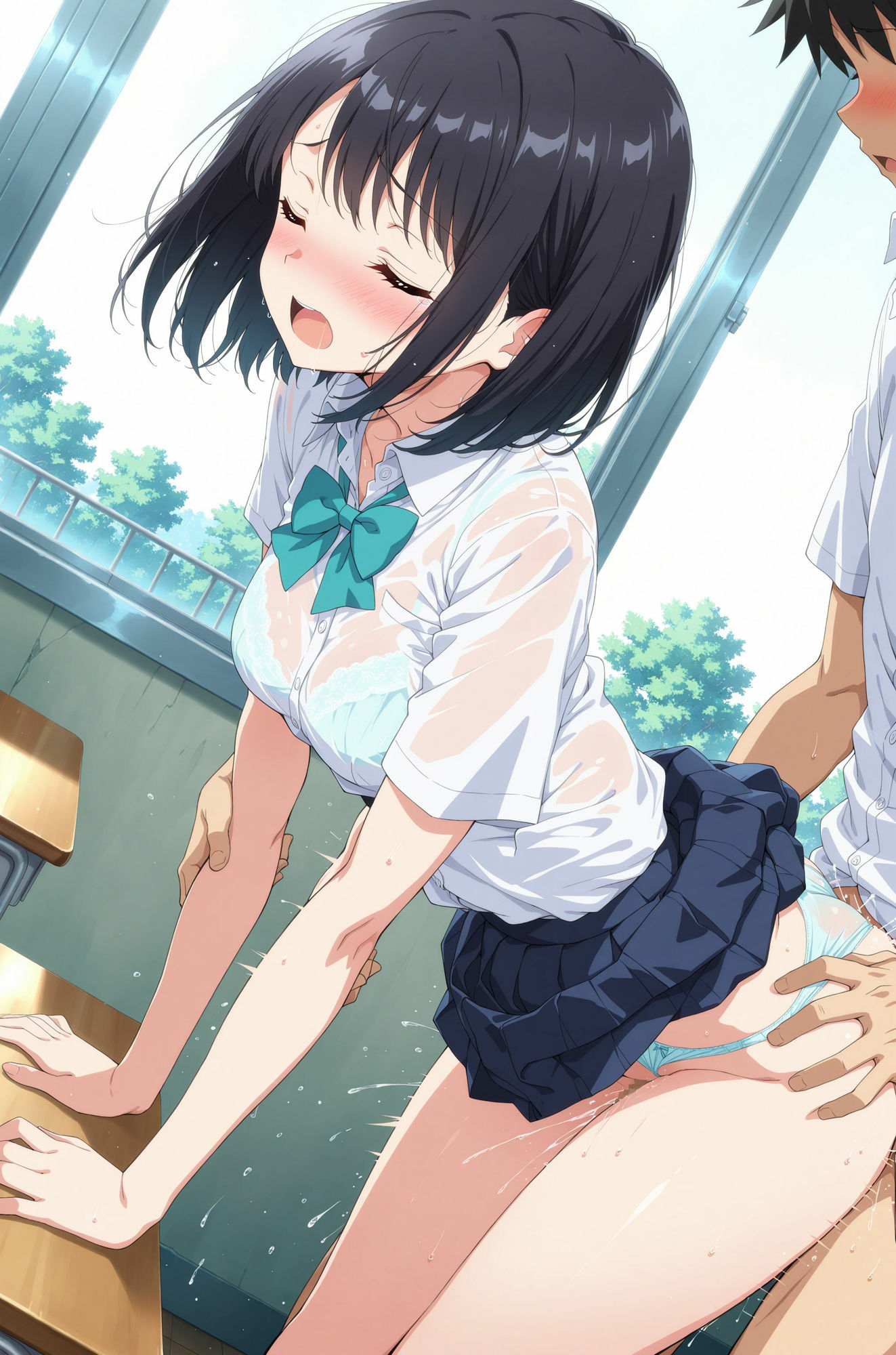 はじめてチ〇コを見た委員長と種付けセックスした - サンプル画像 3