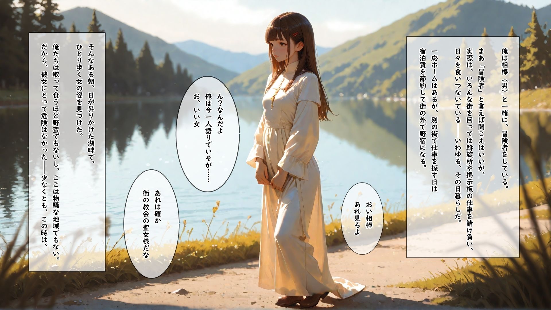 聖なる湖に身体を清めに行ったら待ち構えていた男たちに汚されて何回イってもやめてもらえない女の子 - サンプル画像 1