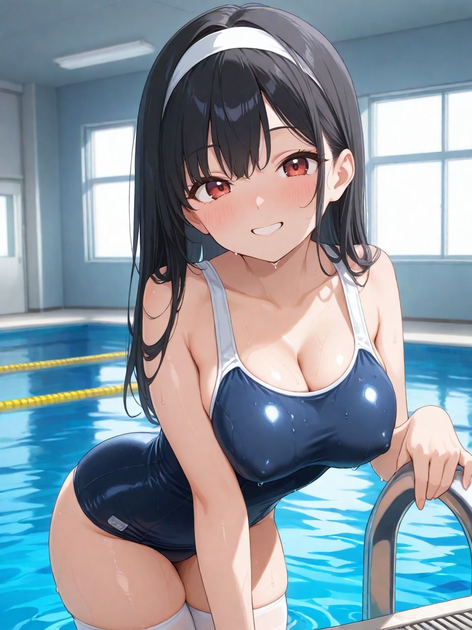 【リメイク】スク水ニーソ濡れ〜本番 - サンプル画像 1
