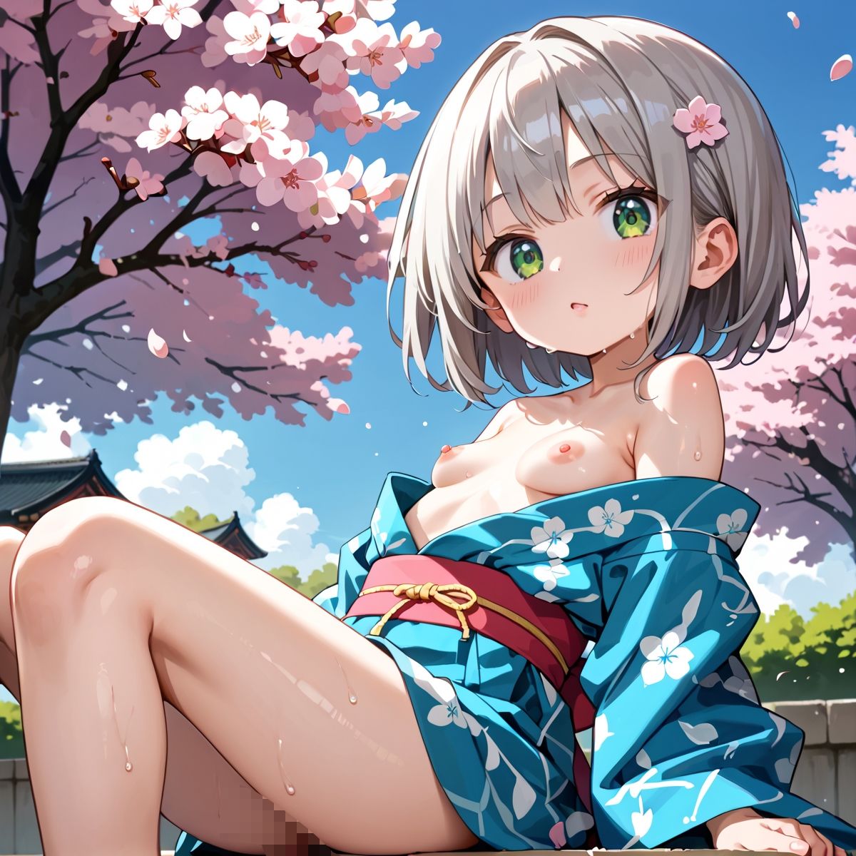 昼桜のもと、不意に帯がほどける予感？page.1 - サンプル画像 6