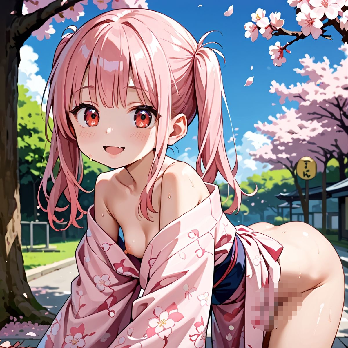 昼桜のもと、不意に帯がほどける予感？page.2 - サンプル画像 4