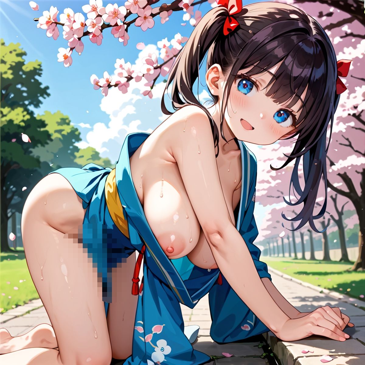 昼桜のもと、不意に帯がほどける予感？page.2 - サンプル画像 6