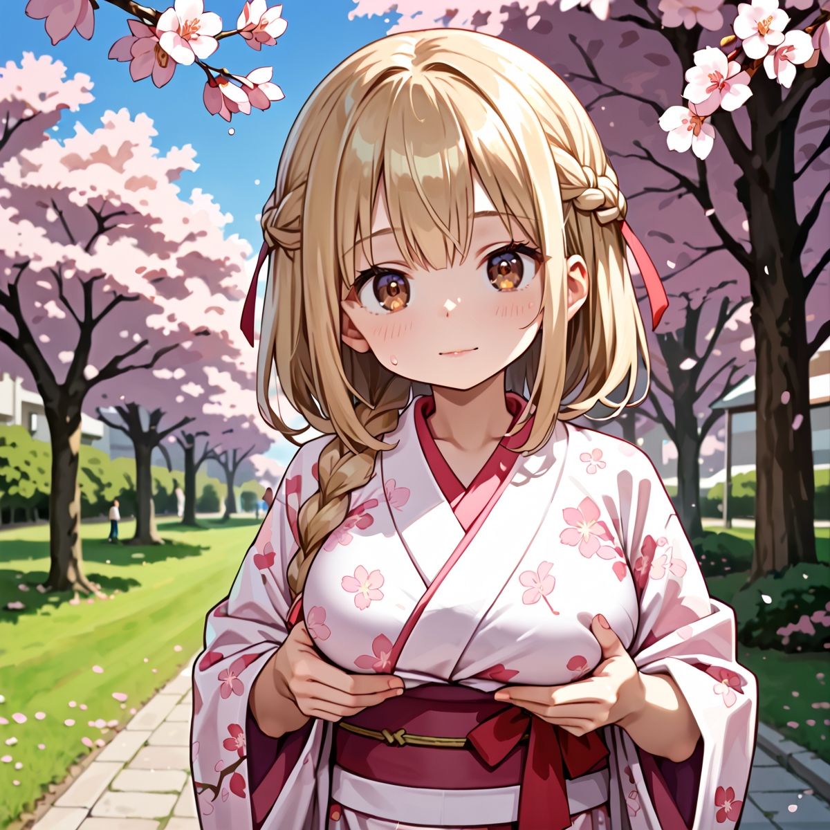 昼桜のもと、不意に帯がほどける予感？page.7 - サンプル画像 6