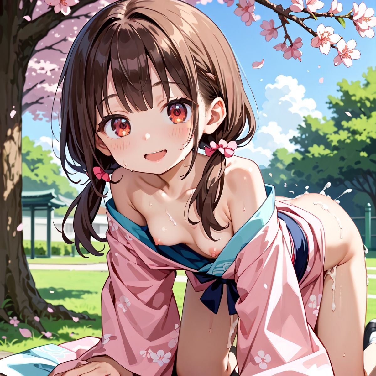 昼桜のもと、不意に帯がほどける予感？page.9 - サンプル画像 1