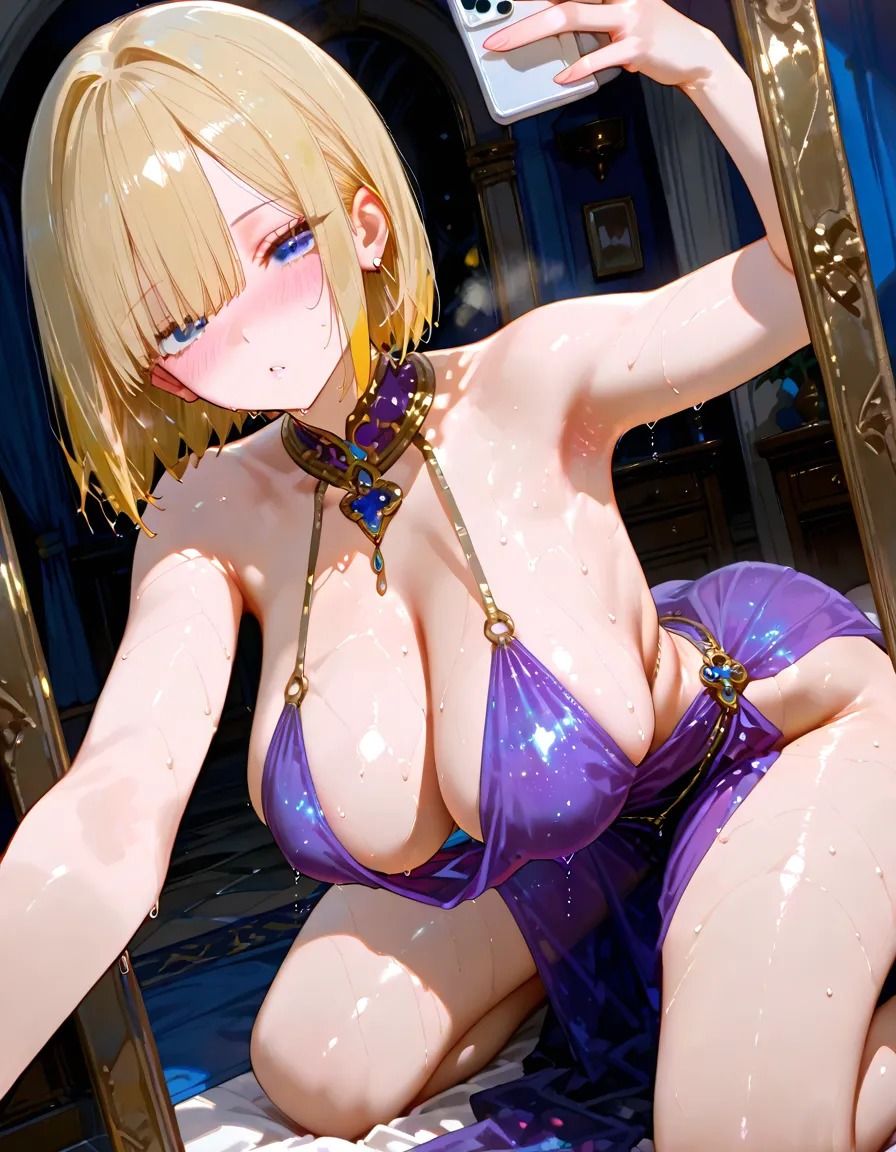 金髪ショートカット美少女が水アラビアンドレスで汗だくぬれぬれエッチ写真集【AIグラビアモデル】 - サンプル画像 2