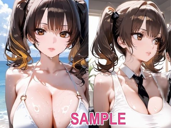 ノーブラ汗だくでニヤニヤ誘惑してくるビッチな白ギャル - サンプル画像 1