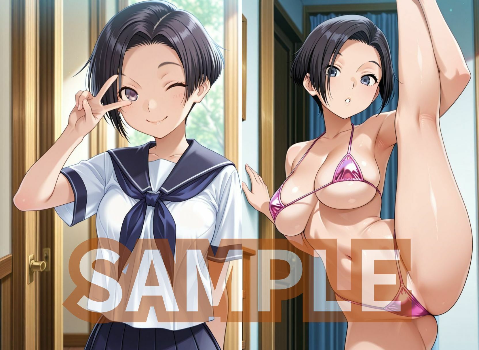 ラブプラ○の彼女3人がマイクロビキニでさそってくる - サンプル画像 8