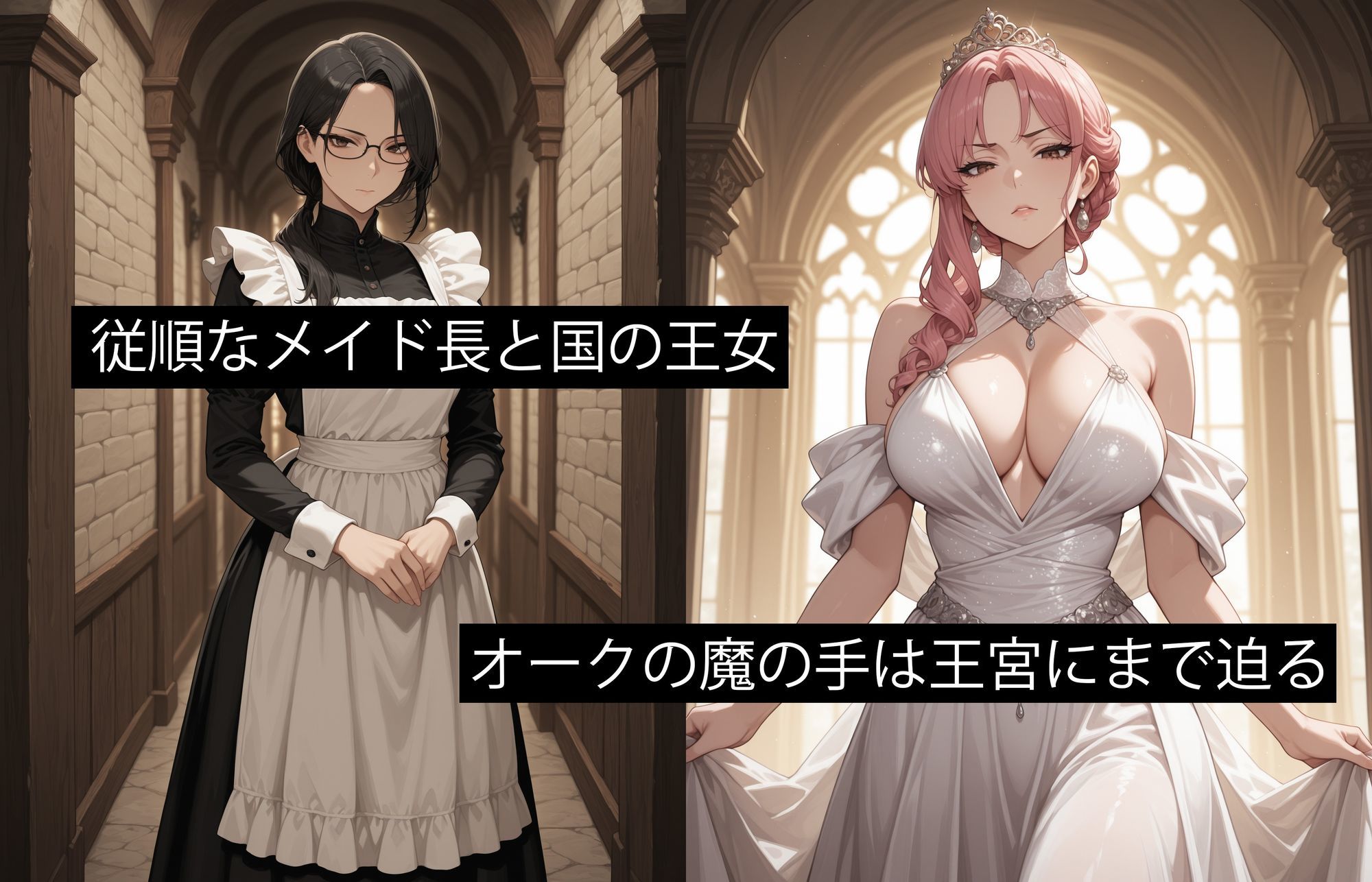 オークに敗北した国4〜メイド長と王女編〜 - サンプル画像 1