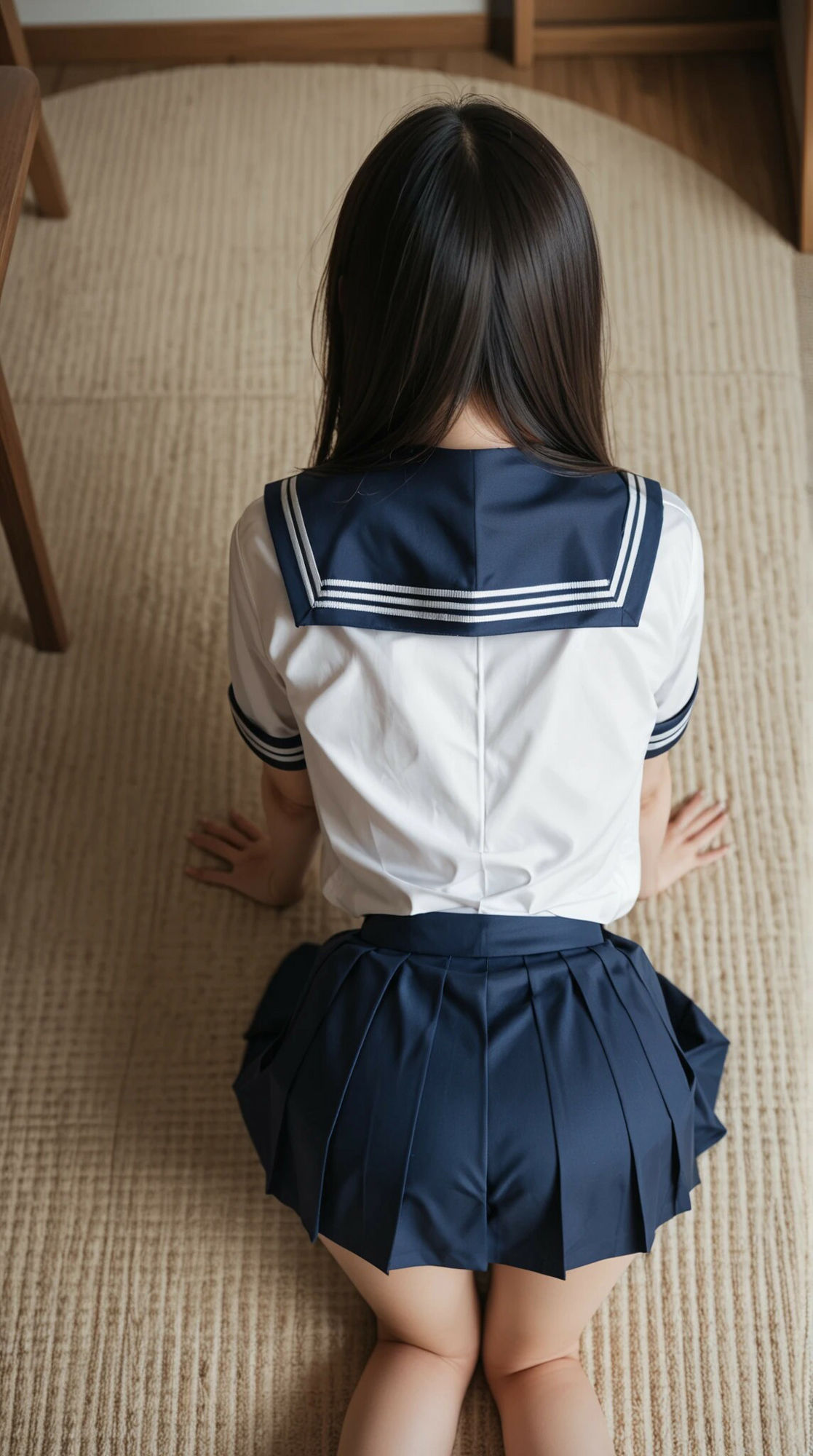 制服コスプレイヤー四つん這いの尻 - サンプル画像 1