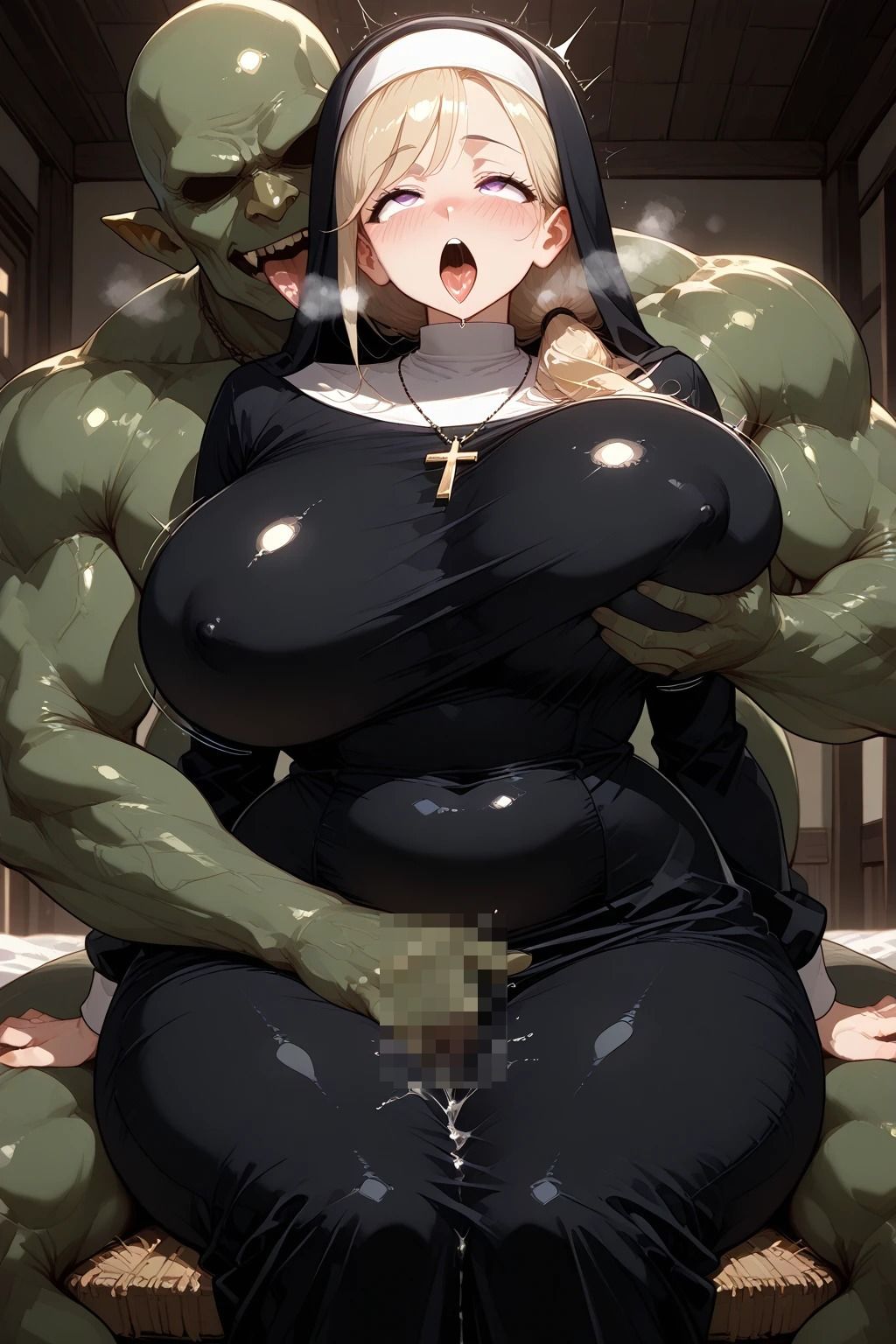 爆乳金髪お姉さんにシスター服を着せてぐちゃぐちゃにしてみた - サンプル画像 5