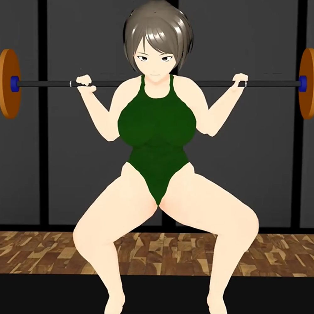 筋肉ゴリラ女子  爆乳巨体女の汗だく筋トレ  小津りさ - サンプル画像 1