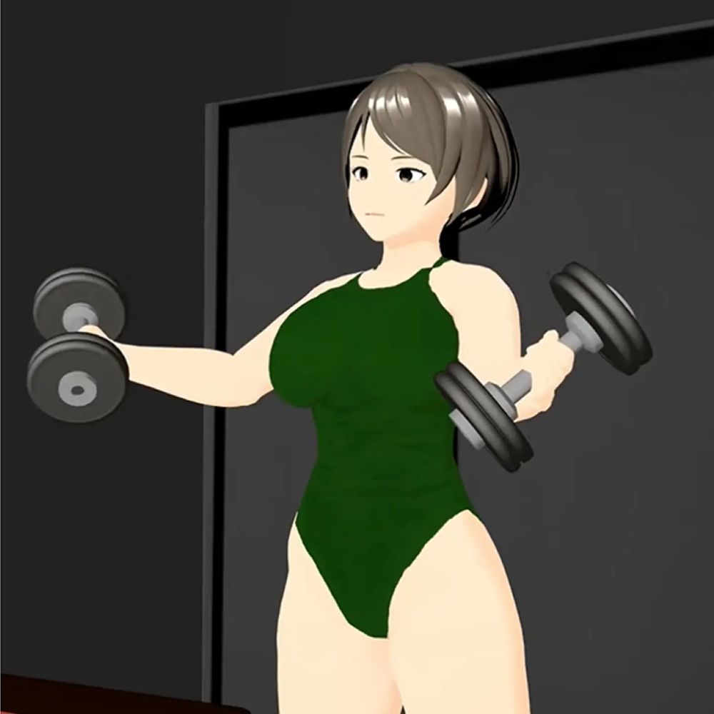 筋肉ゴリラ女子  爆乳巨体女の汗だく筋トレ  小津りさ - サンプル画像 3