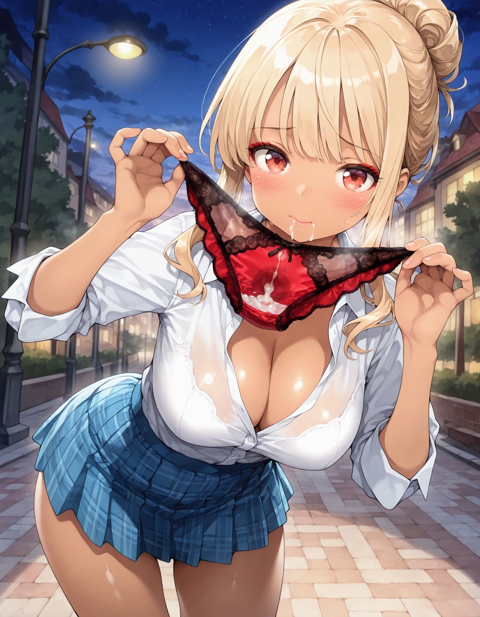 黒ギャル制服女子からパンツプレゼント - サンプル画像 2