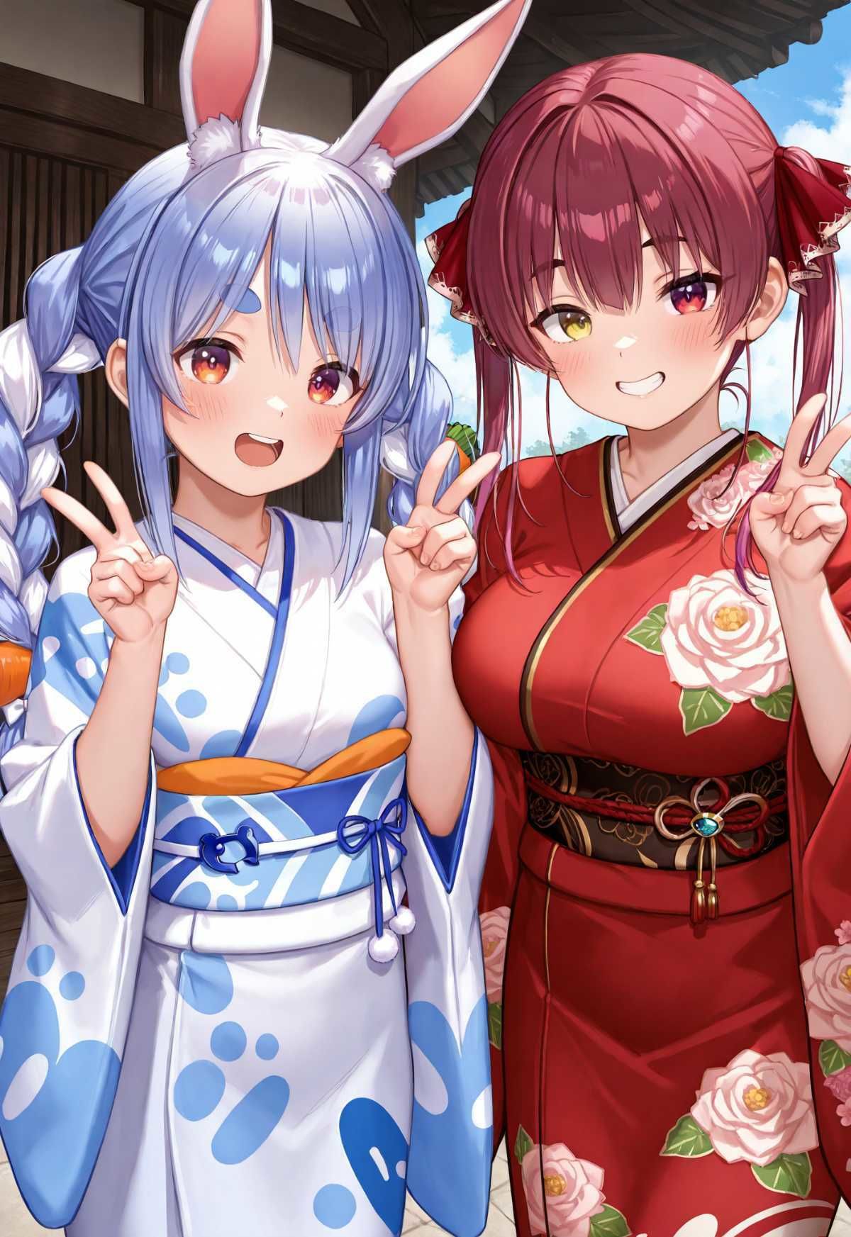 ホロメンたちの着物を脱がせて乱交絶頂させてみた - サンプル画像 1