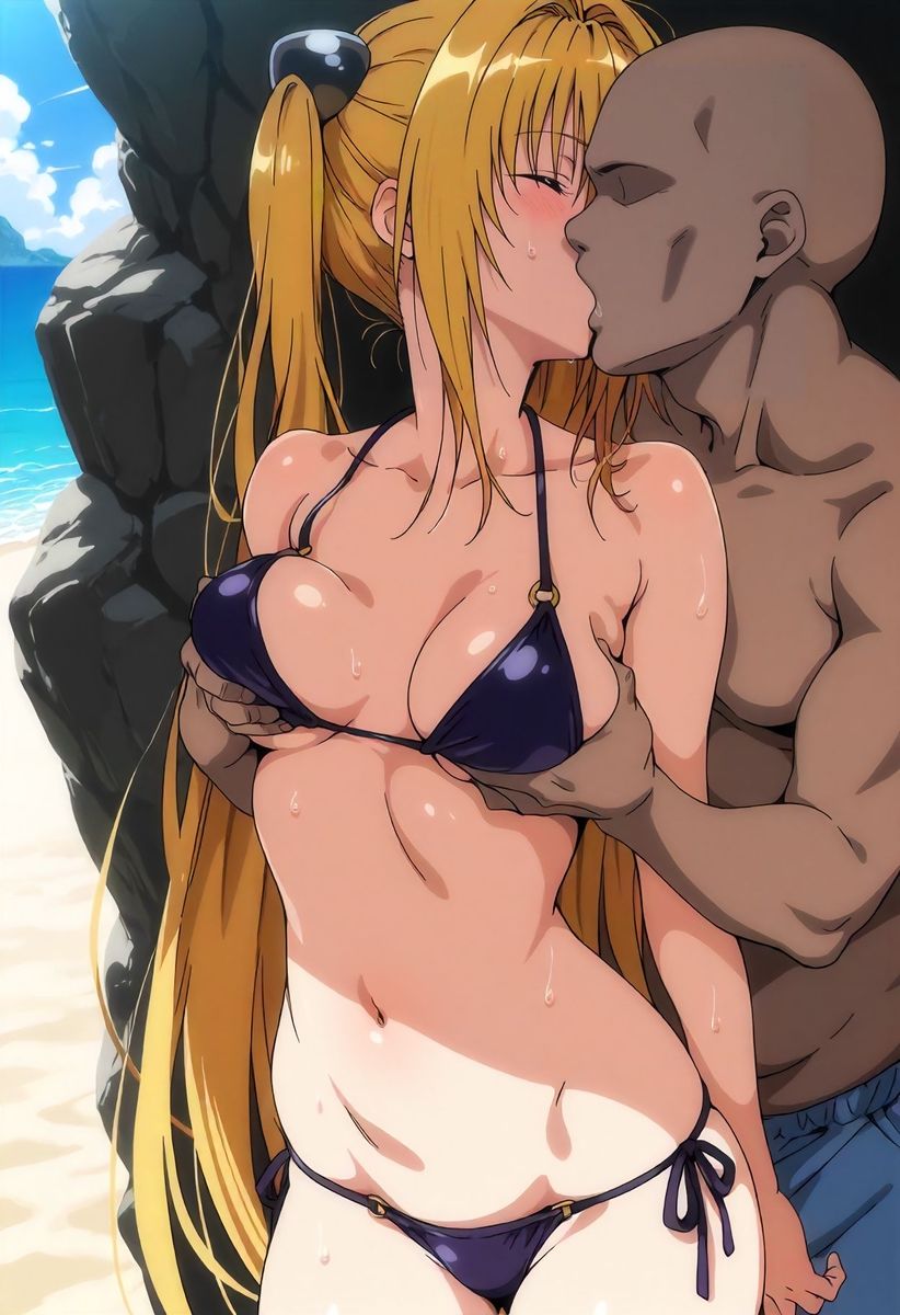 金色のヤ〇コスプレの女の子とビーチでH - サンプル画像 2