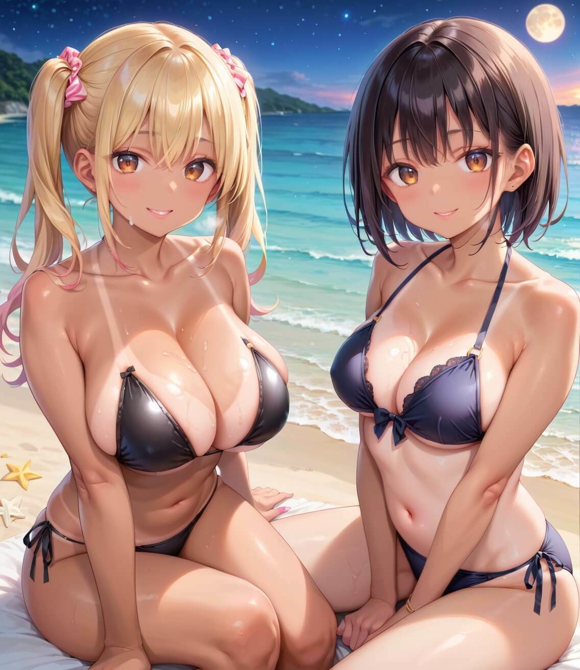 水着ギャルちょろい・夜の海で水着ギャルとチョロすぎ案件2★250枚 - サンプル画像 6