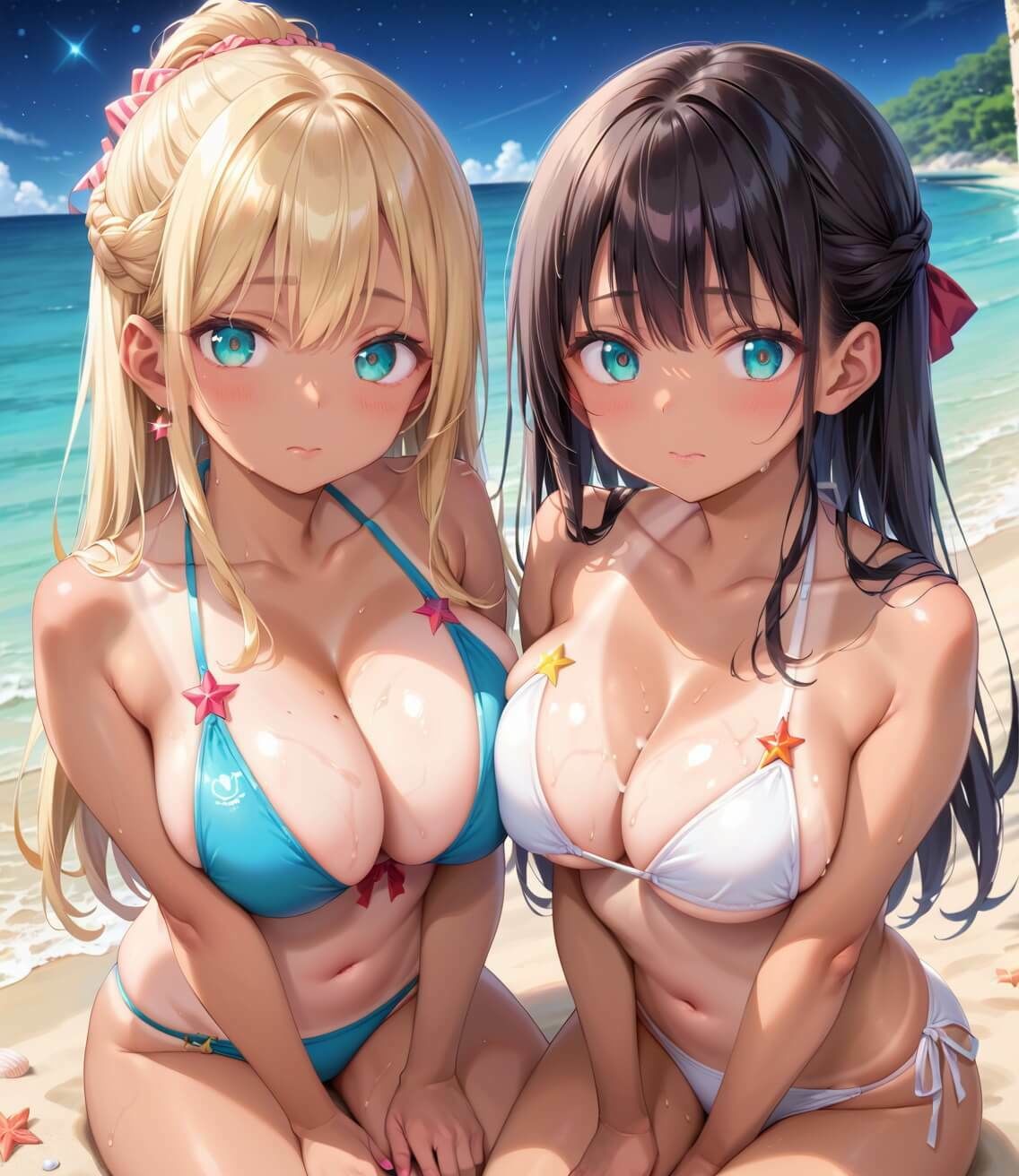 水着ギャルちょろい・夜の海で水着ギャルとチョロすぎ案件5★250枚 - サンプル画像 2