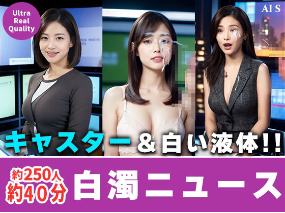 【約40分】『白濁ニュース』 清楚な笑顔に、白濁の雨。-AIで描く究極の美女達- - サンプル画像 1
