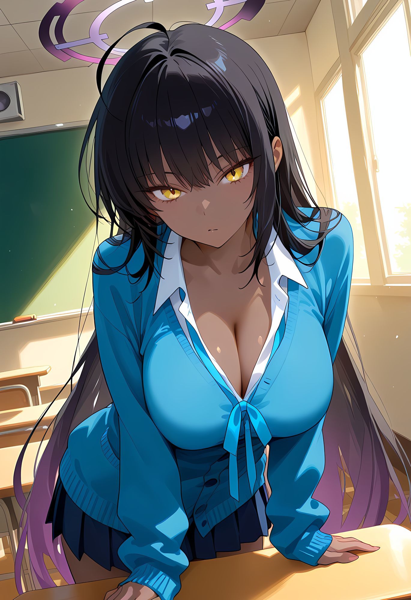 褐色黒髪お姉さんと - サンプル画像 1