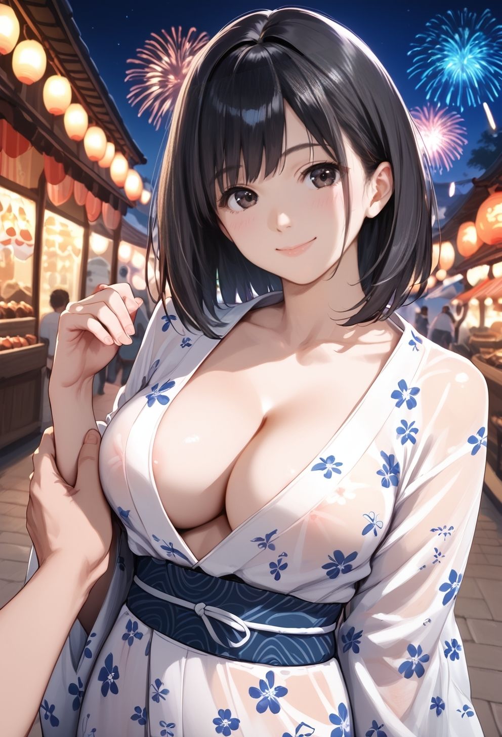 浴衣美女に誘われて〜謎の美少女〜 - サンプル画像 1