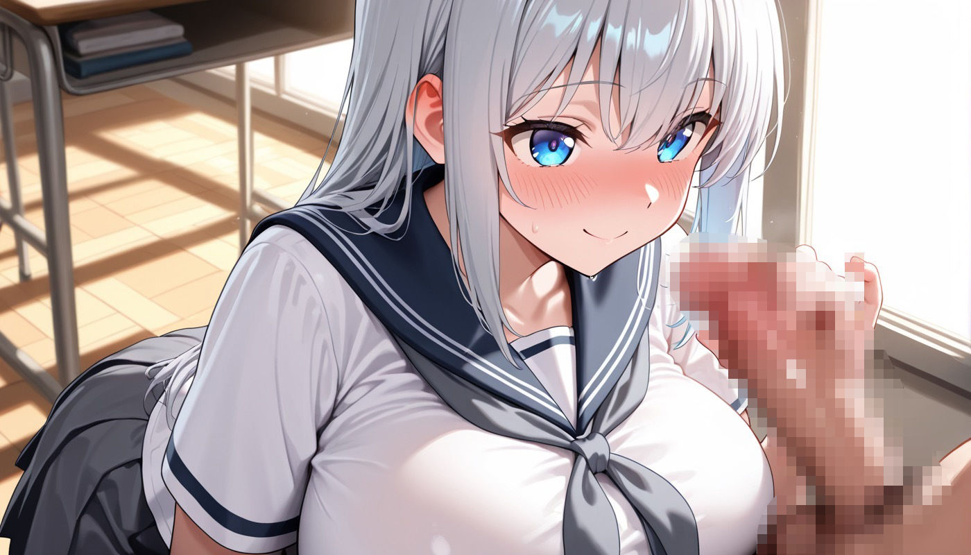 女子学生快楽中◯し性行為 〜白髮巨乳編〜 - サンプル画像 4