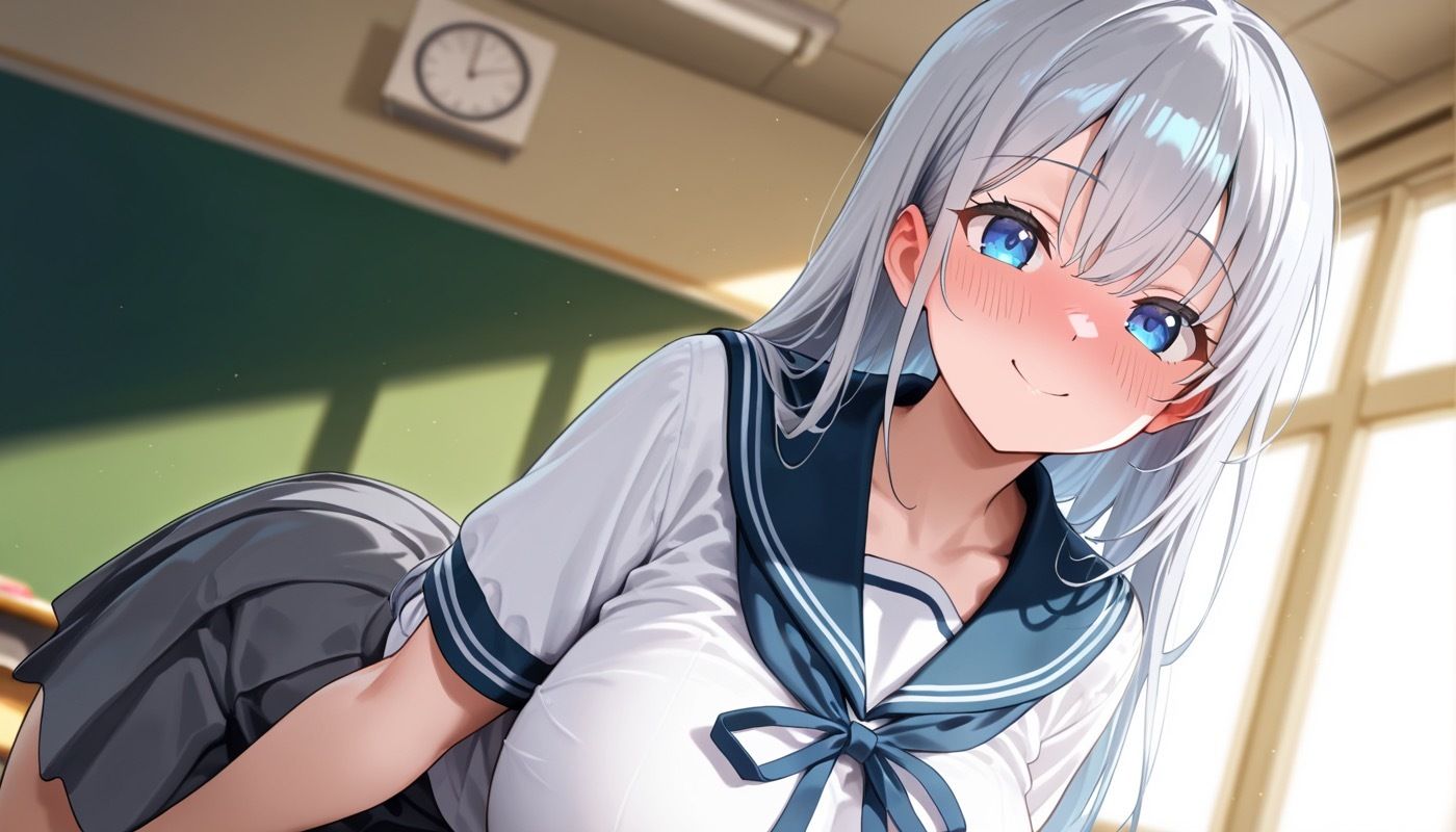 女子学生快楽中◯し性行為 〜白髮巨乳編〜 - サンプル画像 6