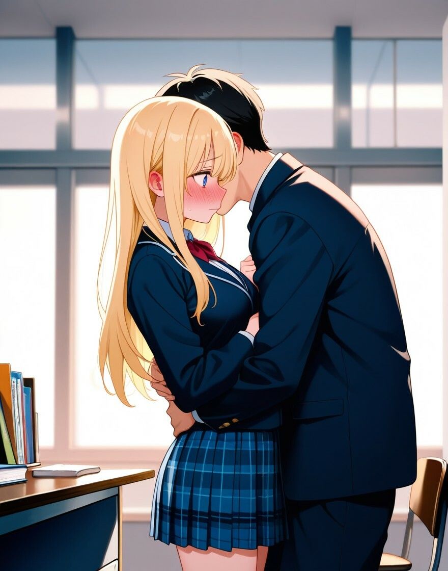 金髪美女生徒のノーブラ誘惑に理性ふきとび！ - サンプル画像 1