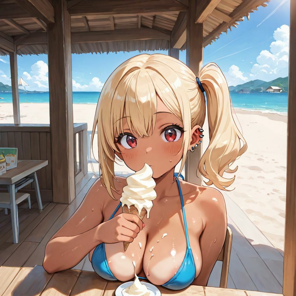 金髪褐色ギャルとビーチでヤリまくりCG集 - サンプル画像 2