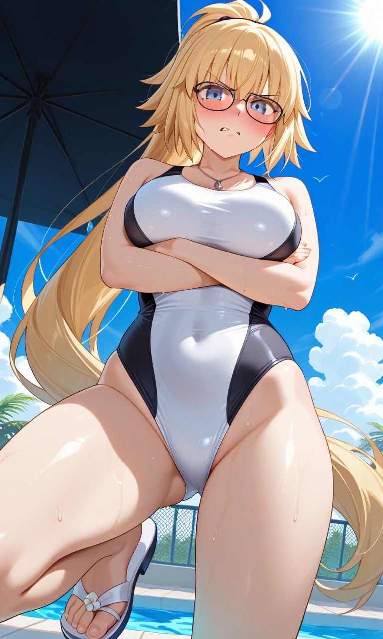 【FGO】ナイチンゲール・凛＆イシュタル・ジャンヌ（競泳水着Ver.） 〜搾精・アヘ顔堕ちCG集〜 ｜ パンチラ・顔面騎乗位・パイズリ・中出しハメ - サンプル画像 8