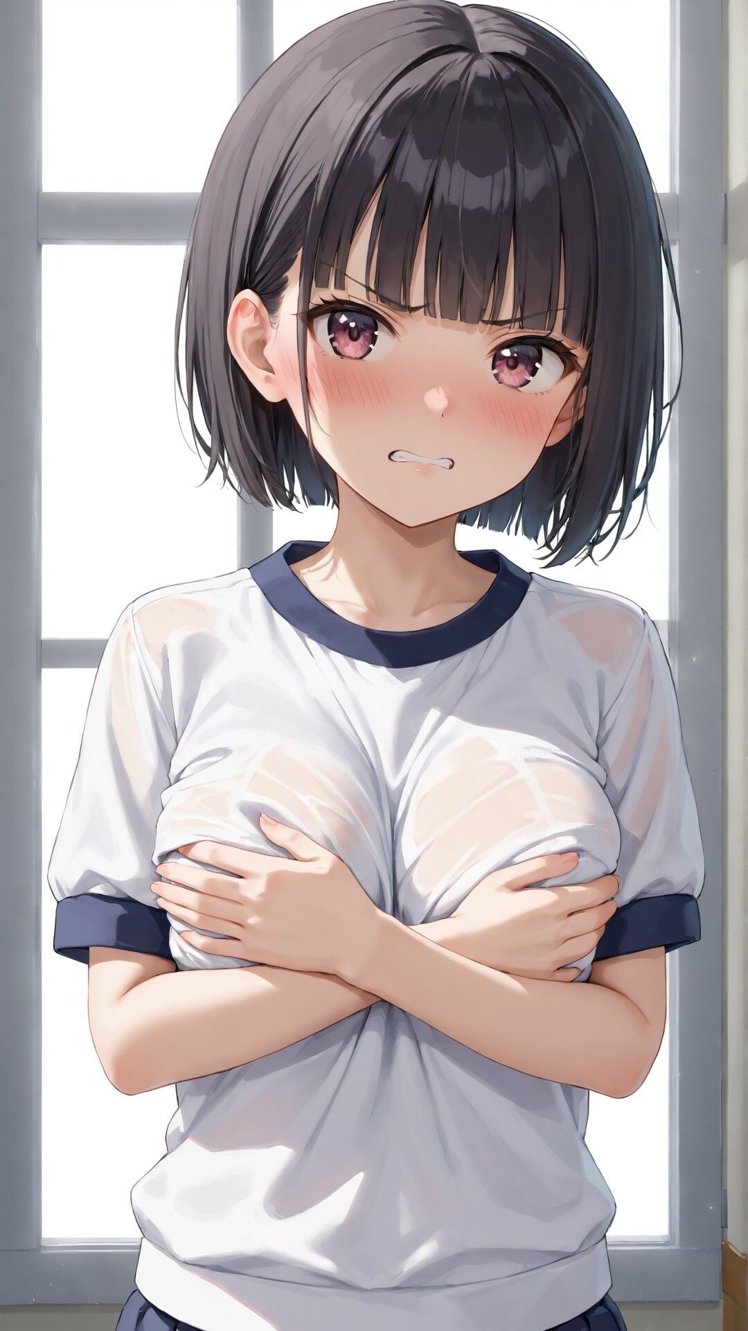 「嫌な顔されながらおっぱい見せてもらう」AIイラスト集 vol.2 - サンプル画像 1